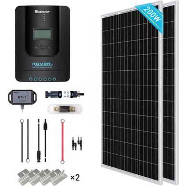 200W 12V/24V Monocrystalline Solar Premium Kit w/Rover 20A Charger Controller