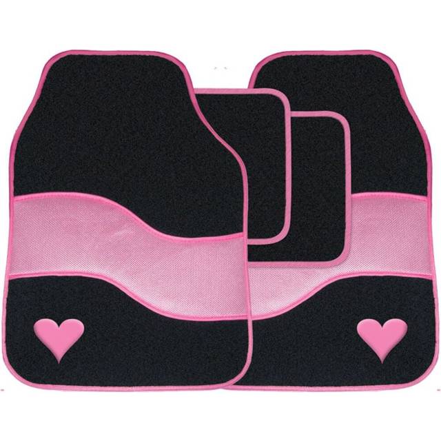 Car Mats Set To Fit Ford C - Max Ii Pink Heart Design Set Of 4 Universal