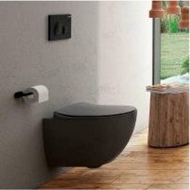 Creavit Short Projection Wall Hung Toilet & Seat Anthracite Matt
