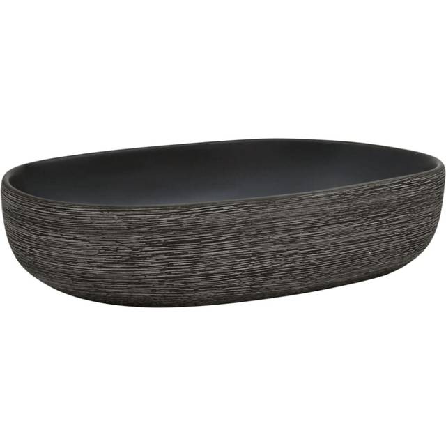 (black and grey, 59 x 40 x 14 cm) vidaXL Countertop Basin Bathroom Sink Wash Basin Vessel Sink Oval Ceramic