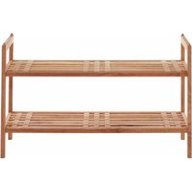 Premier Housewares - Shoe Racks Storage Lightweight Two Tier Wooden Shoe Cabinet Natural Finish Shoes Rail / Shoe Rack Organiser Rack 26 x 40 x 69