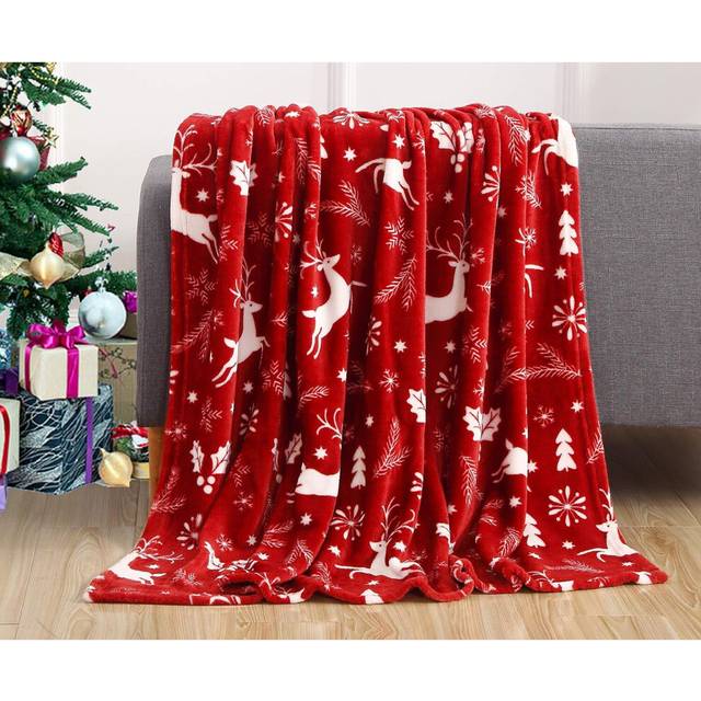 Comfort Luxury Velvet Super Soft Christmas Prints Fleece Blanket-Holiday Theme Home Decor Fuzzy Warm and Cozy Throws