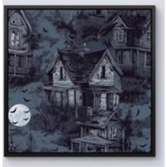 Spooky Shadowy Haunted House Canvas - Medium 16" x 16"