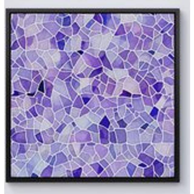 Purple and White Mosaic Design Framed Canvas - Black - w40_inch_x_h40_inch