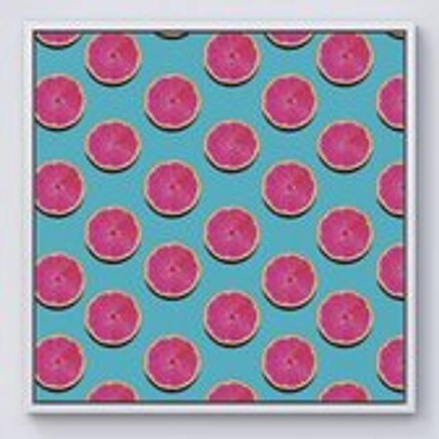Fruity Pattern Of Pink Grapefruit Framed Canvas - Off White - W30 inch x H30 inch