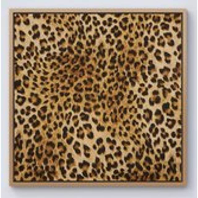Wild Animal Pattern Framed Canvas - Light Brown - W16 inch x H16 inch