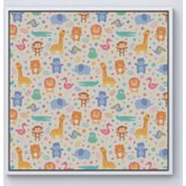 Cute Pastel Jungle Animals Framed Canvas - Black - W30 inch x H30 inch