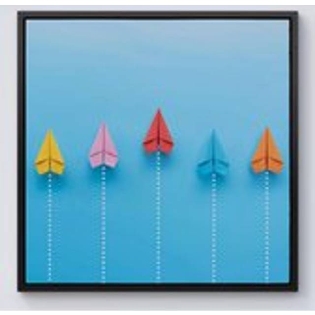 Paper Aeroplanes Framed Canvas - Black - w40_inch_x_h40_inch