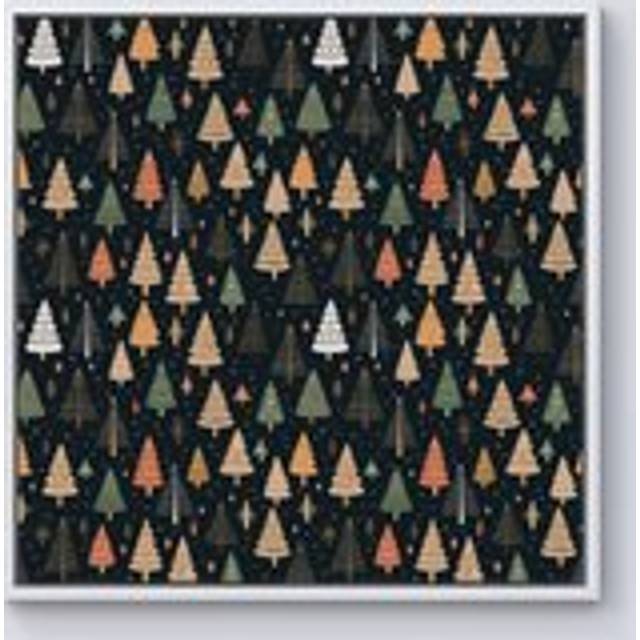 Boho Inspired Christmas Trees Framed Canvas - Off White - W16 inch x H16 inch