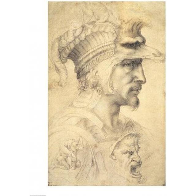 Ideal Head of A Warrior Poster Print by Michelangelo Buonarroti - 24 x 36 in. - Large
