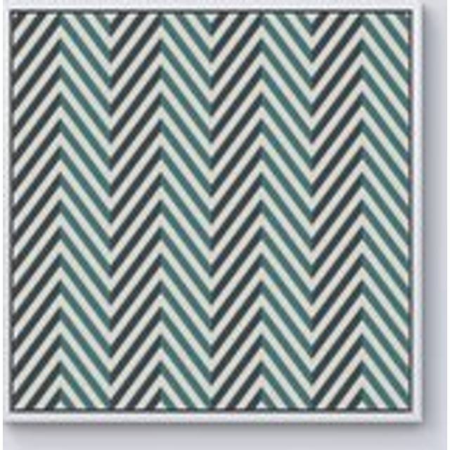 Geometric Herringbone Chevron Blues Framed Canvas - Off White - W30 inch x H30 inch