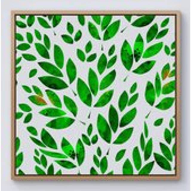 Watercolor Abstract Leaves Framed Canvas - Light Brown - W16 inch x H16 inch