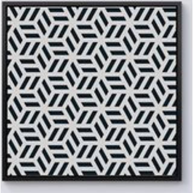 Geometric Monochrome Hexagonal Pattern Framed Canvas - Black - w40_inch_x_h40_inch