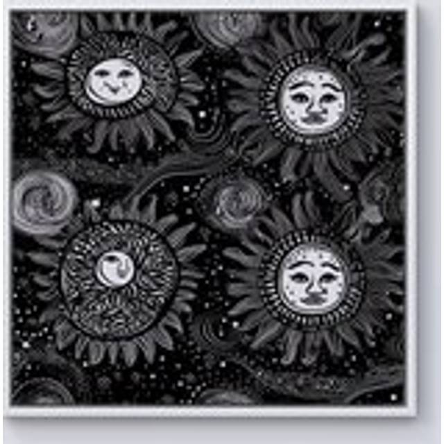 Moon and Sun White Black Framed Canvas - Off White - W16 inch x H16 inch