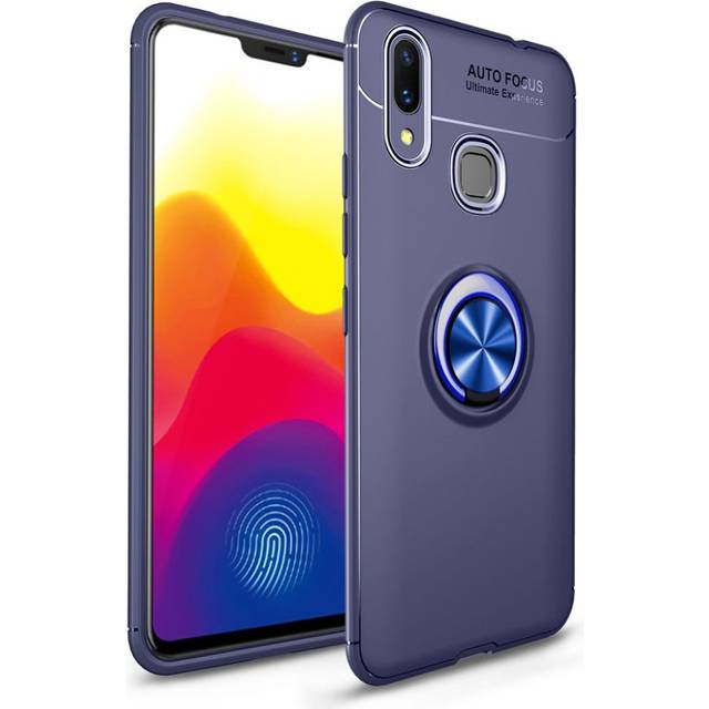 Huawei P Smart Plus mobilskal av silikon med fingerring och magnetisk platta - Blå