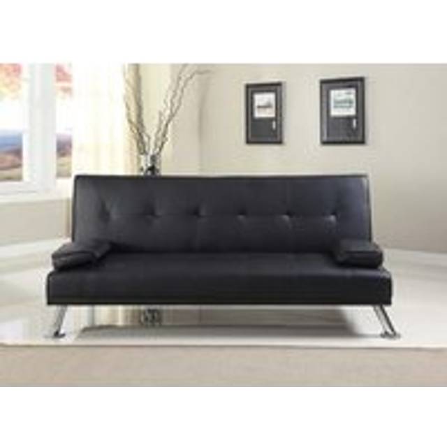 Italian Style Faux Leather Sofa Bed - Black - One Size