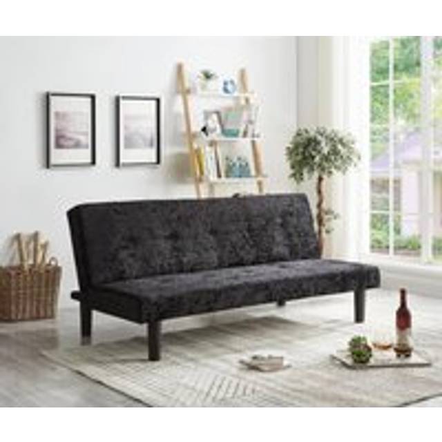 Single Crush Velvet Sofa Bed - Black - One Size