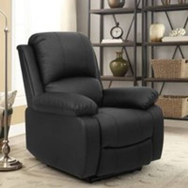 Bonded Leather Reclining Arm Chair - Black - One Size