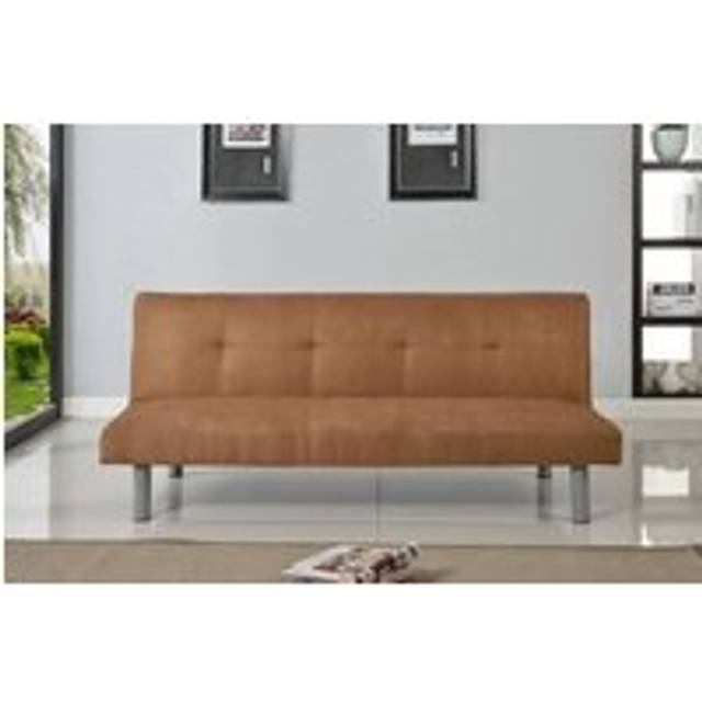 Faux Suede 3 Seater Fabric Sofa Bed - Cream - One Size