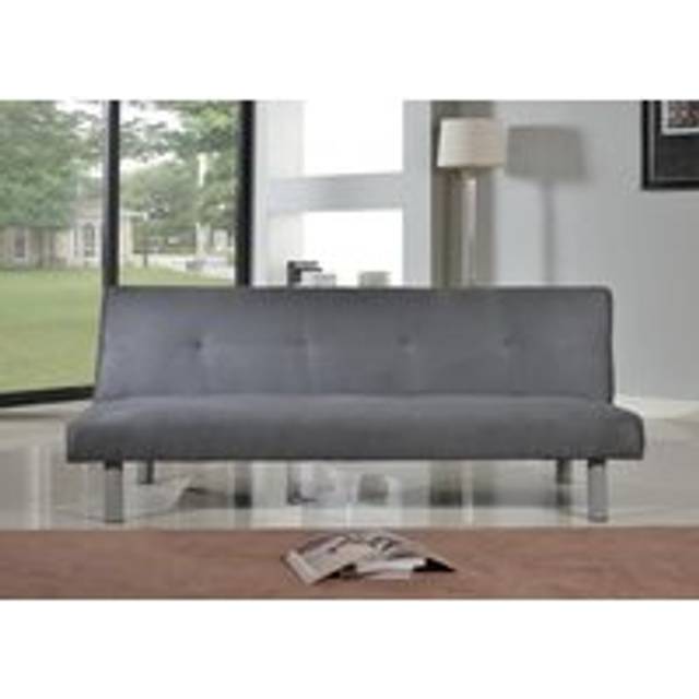 Faux Suede 3 Seater Fabric Sofa Bed - Grey - One Size