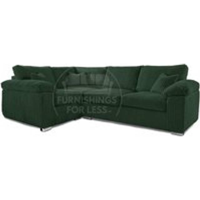 Delta Large 4 Seater Corner Sofa Left Hand Facing Jumbo Cord L Shape - Green