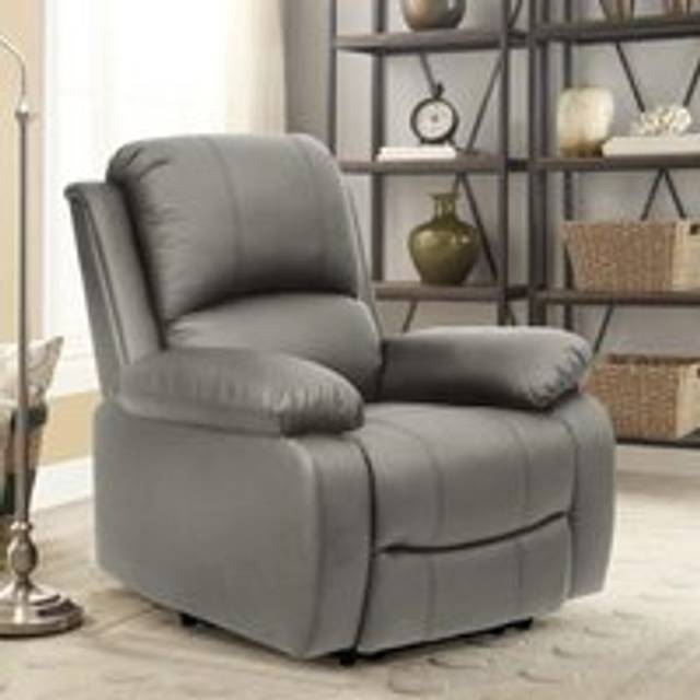 Bonded Leather Reclining Arm Chair - Light Grey - One Size