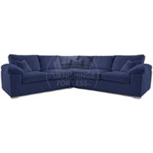 Delta Large 5 Seater Corner Sofa Jumbo Cord L Shape - Blue