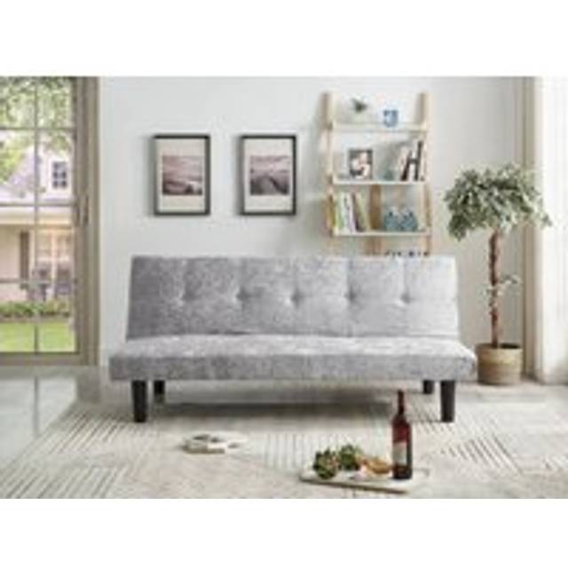 Single Crush Velvet Sofa Bed - Silver - One Size
