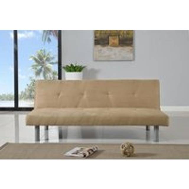 Faux Suede 3 Seater Fabric Sofa Bed - Brown - One Size