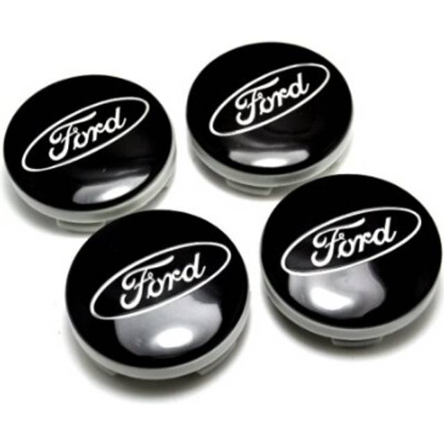 Ford 54mm BLACK Alloy Wheels Centre Caps Fits Most Models Fiesta ( 4 )