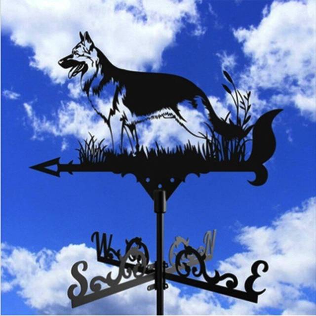 (Wolf) Metal Weathervane,Witch Iron Weather Vane,Sea Rover Wind Direction Indicator Garden Decoration Outdoor Roof Decoration Gardening