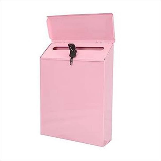 Wall-Mounted Mailbox Lockable Mailbox Wall Collection Box Pink