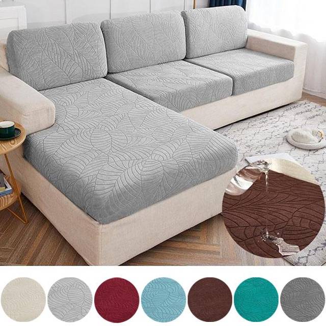 Sofa Seat Cover Cushion Cover Thick Jacquard Solid Soft Stretch Sofa Slipcovers Funiture Protector Sofa Seat Sheet Furniture Protector 50-65cm beige