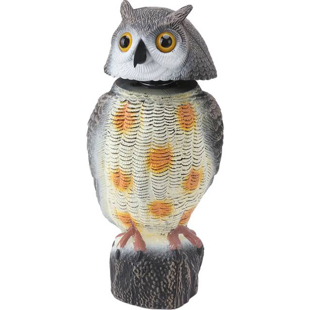 Fake Owl Statue Plastic Owl Bird Deterrents Scarecrow Owl Decoy with Shaking Head Bird Repel for Outdoor Garden Yard