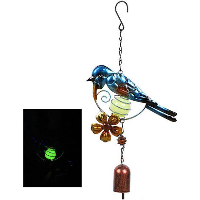 (Blue Bird Bell) Solar Fluorescent Bird Wind Chimes Automatic Light-emitting Bird Chimes At Night