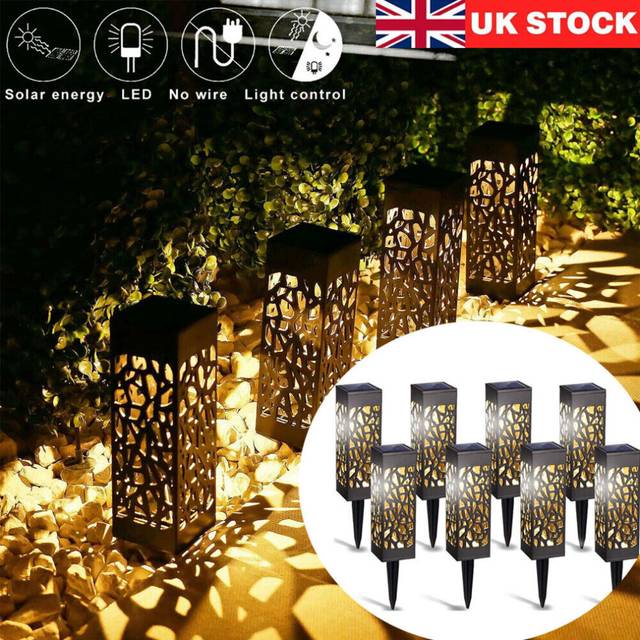 8x Solar Powered LED Stake Lights Garden Patio Lawn Lighting Waterproof Outdoor