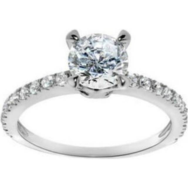 Precious Stars TBJSE0023WRG5 14k White Gold 1.2 Carat TGW Round Cut Diamonette Engagement Ring - Size 5