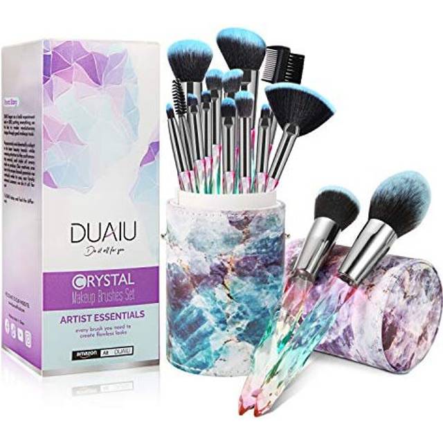 Makeup Brushes 15pcs Premium Synthetic Bristles Crystal Handle Set Kabuki Foundation Brush Face Lip Eye Makeup Brush Sets Professional with Starry