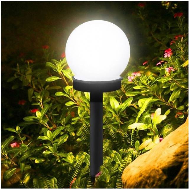 Round Bulb Shaped Solar Light Outdoor LED Globe Powered Lawn Light Waterproof for Yard Patio Walkway Landscape In-Ground Pathway