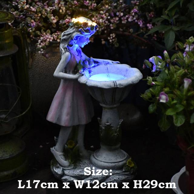 (Angel D As show) LED Solar Lamp Fairy Garden Statues Solar Light Figurine Angel Outdoor Resin Sculpture Art Decor for Patio
