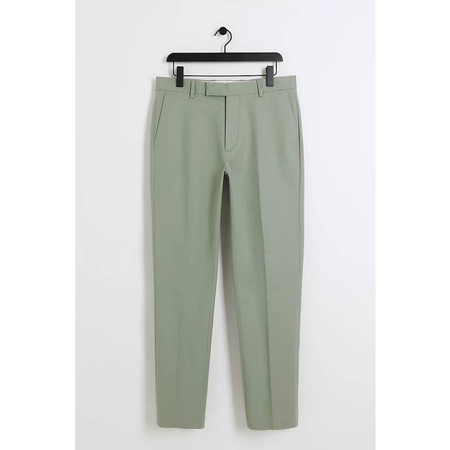 Mens River Island Green Slim Fit Smart Chino Trousers - 36L