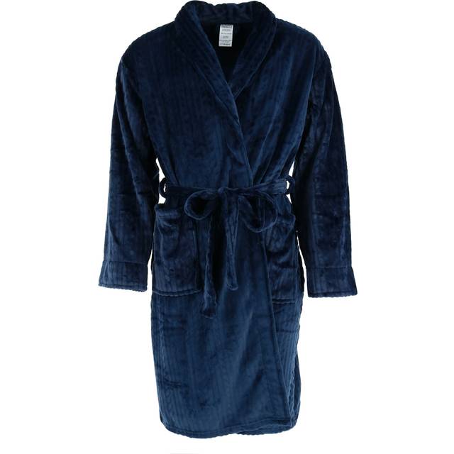 Wanted Men's Cable Shawl Collar Plush Robe - Navy Large/Xlarge (Large/Xlarge)