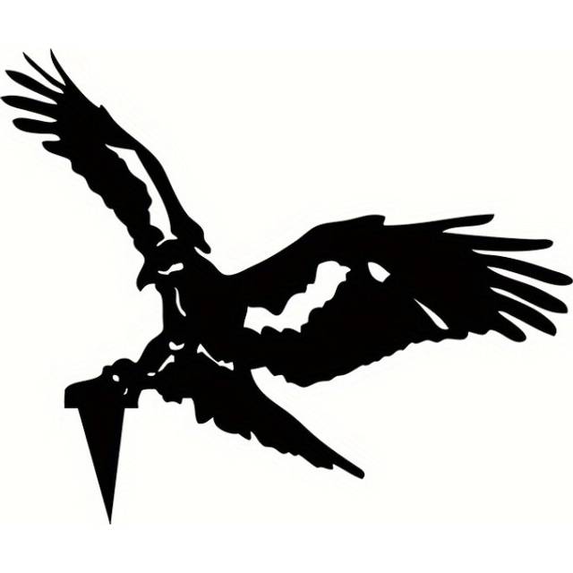 (Black) 1pc Kite Bird Metal Art, Steel Garden Decoration, Bird Of Prey Outdoor Decor, Exterior Wall Art Fence Topper