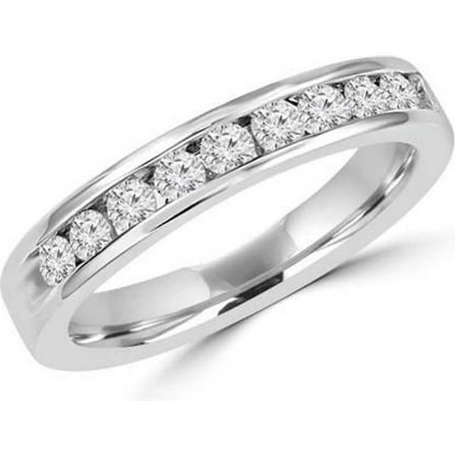 Round Cut CZ Semi-Eternity Ring in 0.925 Sterling Silver, 0.9 Carat