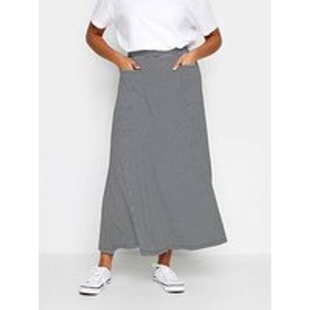 M&Co Navy Blue & White Striped Pocket Maxi Skirt Petite > 10 M&Co Womens - Petite 10