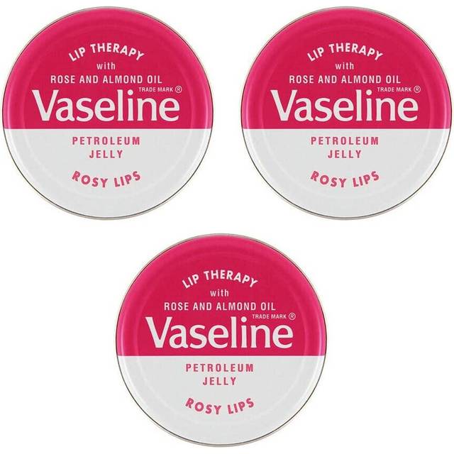 Vaseline Lip Balm Therapy Petroleum Jelly 20g - Pack of 3 (3x Rosy Lips)