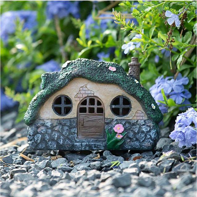 (1pc) 1pc Solar Fairy Garden House Statue Lights