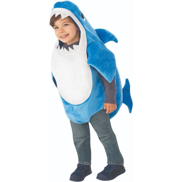 (Blue, kids 110) Boys Girls Shark Costume Jumpsuit for Children Dress Up Baby Funny Party Halloween Cosplay Costume Kids Holiday Birthday Gift