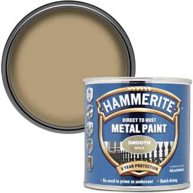 Hammerite 5084847 Direct to Rust Metal Paint - Smooth Gold Finish 250ML