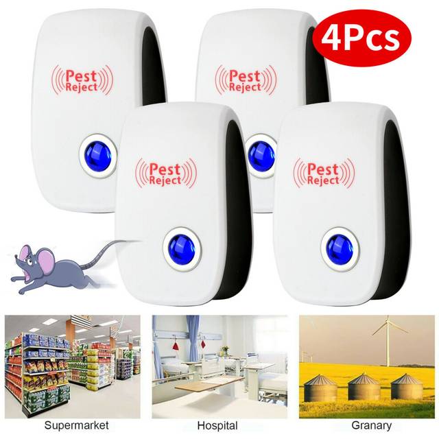 4X Electronic Pest Reject Control Ultrasonic Repeller Home Bug Rat Spider Roaches